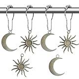 Aimoye Sun Moon Celestial Shower Curtain Hooks - Mid Century Abstract Boho, Minimalist Vintage Cute, Chic Mystic Fantasy Goth Nature Bathroom Decor
