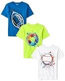 The Children's Place Boys' Sports Short Sleeve Graphic T-Shirts,Multipacks, Soccer/Baseball/Football Blue 3-Pack