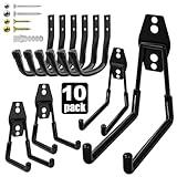 Jikro 10-Pack Heavy Duty Garage Wall Hooks – Utility J Hooks for Hanging Ladders, Bikes, Power Tools with Anti-Slip Coating