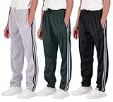 Real Essentials 3 Pack: Boys Active Tricot Sweatpants Track Pant Basketball Athletic Fashion Teen Sweat Pants Soccer Casual Girls Lounge Open Bottom Fleece Tiro Activewear Training- Set 7,XL (18-20)