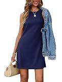 SAMPEEL Dresses for Women 2025 Summer Sundresses Wrinkle Free Casual Business Casual Work Dress Dark Blue S