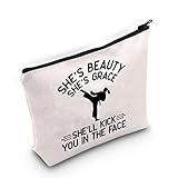 TOBGBE Karate Gift Taekwondo Zipper Bag Martial Arts Gift Karate Lover Gift Taekwondo Game Gift (Karate Kick Face)