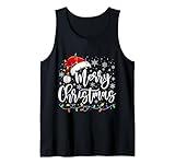 Merry Christmas Lights Red Santa Hat Xmas Family Men Women Tank Top