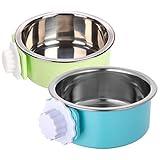 QIYADIN Dog Crate Bowl, Hanging Stainless Steel Removable Pet Crate Water & Food Bowls, Pet Cage Feeder Container Coop Cup for Cat Puppy Birds Rats Guinea Pigs Rabbit Hamster (2PCS)