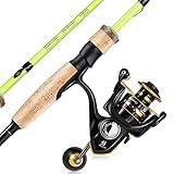 Sougayilang Fishing Rod and Reel Combo, Stainless Steel Guides Fishing Pole with Spinning Reel Combo for Saltwater and Freshwater-Yellow-6.9ft and 3000