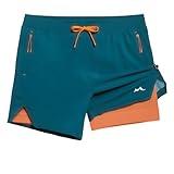 maamgic Men's Athletic Running Shorts with Liner Ultra Lightweight Workout Shorts 5" Quick Dry Gym Shorts with Zipper Pockets Peacock Blue Medium