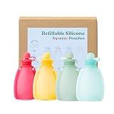 Kindthing Sustainable Reusable Baby Food Pouches Silicone – 8oz Capacity Silicone Pouch Food for Meals and Snacks – Practical 4pcs Baby Reusable Food Pouches for Babies 6m+