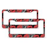 2Pcs Red Kiss Lips2 Hole License Plate Frames Funny Mouth Pattern Car License Plate Cover Universal Aluminum Frame for Front and Rear Car Tags Accessories for US Vehicle Standard