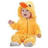 MICHLEY Unisex Baby Costume Winter and Autumn Flannel Romper for 6-12 Months, Animal Cosplay Jumpsuit Yellow Size 80