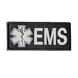 2"x4.3" Emergency Medical Services Reflective Patches, Black EMS Patch Emblem Badge for Tactical Vest Backpack Hats Bags