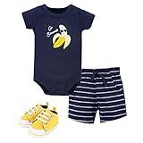 Hudson Baby baby boys Cotton Bodysuit, Shorts Shoe and Toddler T Shirt Set, Go Bananas, 12-18 Months US