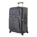 SwissGear Sion Softside Expandable Luggage, Dark Grey, Checked-Medium 25-Inch