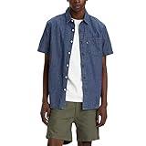 Levi's Men's Classic 1 Pocket Short Sleeve Button Up Shirt (Also Available in Big), Indigo Stonewash, Medium