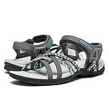 MEGNYA Women's Summer Hiking Sandals, Arch Support Standing Durable Athletic Waterproof Sandals, Comfortable Braided Strap Walking Sandals Hook Loop Strap Size 7