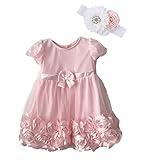 Bow Dream Baby Girls Dress Toddler Tutu Infant Flower Girl Wedding Dress Pink 12-18 Months