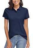 TACVASEN Women Polo Shirts for Work Short Sleeve Quick Dry Golf Polo Shirts Summer UPF 50+ Sun Protection Athletic Shirts 4-Buttons Navy