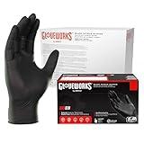 GLOVEWORKS Black Disposable Nitrile Industrial Gloves, 5 Mil, Latex & Powder-Free, Food-Safe, Textured, Large, Case of 1000