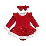 Toddler Baby Girl Christmas Dress Santa Claus Dress Princess Dress Cute Christmas Outfit (0-6 Months, Red Romper Dress)