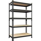 PrimeZone Storage Shelves 5 Tier Adjustable Garage Storage Shelving, Heavy Duty Metal Storage Utility Rack Shelf Unit for Warehouse Pantry Closet Kitchen, 28" x 12" x 59", Black