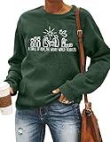 FAYALEQ Christmas Sweatshirt Women Merry Christmas Shirt Pullover Xmas Graphic Long Sleeve Tops Green