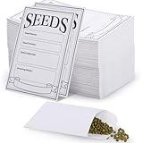 GeeRic 100 Pack Seed Envelopes, Kraft Paper Seed Saving Envelopes, Self-Adhesive Sealing Seed Packets for Storage Vegetable Flower Seeds Garden 3.15 x 4.72 Inch White