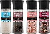 Soeos Spice Seasoning Set of 4, 9.8oz(277.82g), With Integrated Grinders, Salt and Pepper Grinder Set, Pure and Fresh Perfect for BBQ Seasoning Gift Set, Grilling Spice, Herb, Spice & Seasoning Gifts