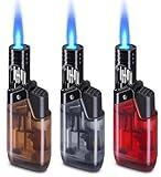 3 Pack Torch Lighter Mini Refillable Butane Lighters Utility Lighter Long Wand Pocket Lighter Windproof Gas Lighter Jet Flame Multi-Purpose for Candle Camping BBQ Grill(No Fuel) Assorted Colors