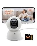 Sensforge 2.5K Indoor Pan-Tilt Dome Security Camera, AI Human & Pet Detection, 360° Coverage, Two-Way Audio, Dual-Band Wi-Fi (2.4G/5G), 64GB SD Card Included, No Monthly Fees