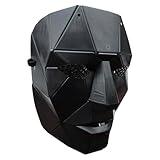 Trippy Lights Black Plastic Teen Adult Halloween Costume Cosplay Mask, Angular Facets Boss Mask