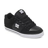 DC Men's Pure Low Top Lace Up Casual Skate Shoe Sneaker, Black/Black/White, 12