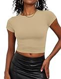 LOMON Going Out Tops for Women Fall Short Sleeve Tshirts Shirts for Women Summer Outfits Crop Tops T Shirts