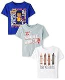 The Children's Place Baby Boys' and Toddler Assorted Everyday Short Sleeve Graphic T-Shirts,Multipacks, Troublemaker/Love All/Genius 3-Pack