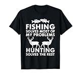 Fishing And Hunting Gifts Fathers Day Humor Hunter Cool Tee T-Shirt