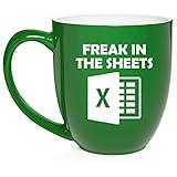 Freak In The Sheets Funny Accountant CPA Spreadsheet Ceramic Coffee Mug Tea Cup Gift for Her, Him, Men, Women, Wife, Husband, Boss, Coworker, Birthday, International Accounting Day (16oz Green)