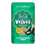 Tiki Pets Tiki Cat Velvet Mousse Grain-Free Wet Food with a Silky-Smooth Texture for Adult Cats & Kittens, 2.8oz, 12pk, Tuna & Chicken, 48005