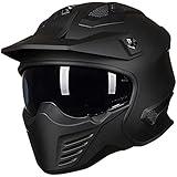 ILM Open Face Motorcycle 3/4 Half Helmet for Dirt Bike Moped ATV UTV Motocross Cruiser Scooter DOT Model 726X(Matte Black,2XL)