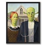 InkFlow American Gothic Style Shrek-Inspired Wall Art Poster for Home, Office, Bedroom, or Living Room Décor - Fun Pop Culture & Modern Art Piece - 8x10 Unframed Canvas Wall Art