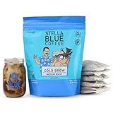 Stella Blue Cold Brew Arabica Big Cat Blend Coffee, 6 Ready-to-Brew Packets, Enriching Caramel and Hazelnut Notes with Sweet Fruitiness - Fresh Cold Brew for True Fanatics