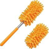 Microfiber Duster for Cleaning, Tukuos Hand Washable Dusters with 2pcs Replaceable Microfiber Head, Extendable Pole, Detachable Cleaning Supplies for Office, Car, Window, Furniture, Ceiling Fan