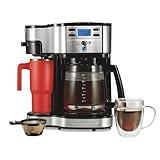 Hamilton Beach 2-Way 12 Cup Programmable Drip Coffee Maker & Single Serve Machine, Glass Carafe, Auto Pause and Pour, Black (49980R)