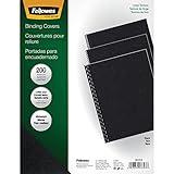 Fellowes Binding Linen Presentation Covers, Letter, Black, 200 Pack (5217001), Black Linen
