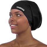 Large Swim Cap - Swim Cap for Long Hair, Dreadlocks, Weaves, Hair Extensions, Braids, Curls & Afros - Silicone Swimming Cap for Women & Men, Keep Hair Dry (L)