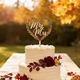 Boisdubois Mr and Mrs Fall Wedding Cake Topper – Rustic Wooden Wedding Decoration for Bride and Groom Table，Elegant Autumn Decoration for Weddings, Engagements, Anniversaries & Bridal Showers