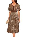 GRACE KARIN Women's Bridesmaid Dress Short Sleeve A Line Cocktail Evening Dress Brown M