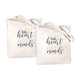 ELEGANTPARK Teacher Bag Teacher Gifts for Valentines Day Appreciation Week Graduation Birthday Christmas Cotton Canvas Tote Shoulder Bag with Pocket Ivory 2 Pcs