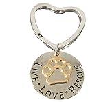 Infinity Collection Pet Rescue Key Chain, Engraved (Live, Love, and Rescue) Keychain Accessories with Paw Print, Gift for Dog or Cat Owners - Two Tone Silver Gold Keychain for Pet Lovers