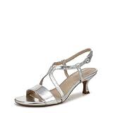 LifeStride Womens Nolita Heeled Sandal Silver Faux Leather 8 W