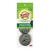 Scotch-Brite Stainless Steel Scrubber, Dish Scrubbers for Cleaning Kitchen and Household, Steel Scrubbers for Cleaning Dishes, 3 Scrubbers