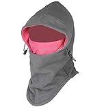 Purjoy Warm Fleece Balaclava Hood Police Swat Ski Bike Wind Stopper Full Face Mask Hats Neck Warmer Outdoor Winter Sports Snowboarding Cap(Grey+Rose)