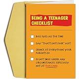 Oamiolek Funny Teenager Birthday Card, Hilarious 13th 14th 15th 16th 18th Birthday Card for Friends, Humor Birthday Card for Son Daughter, Being A Teenager Checklist Card